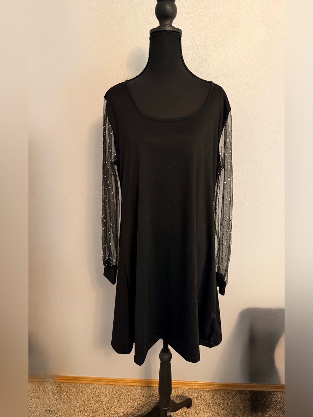 NWT Black Glitter-Sleeve Women's Dress